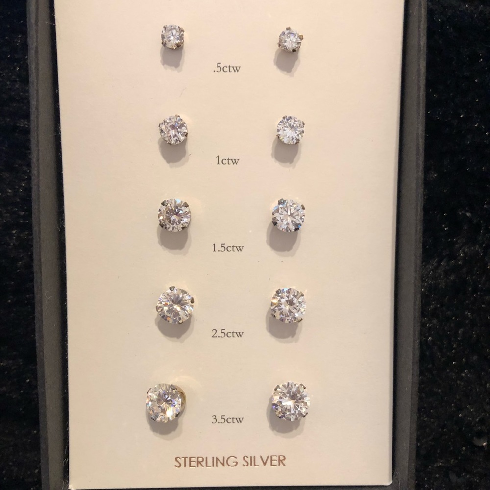 NWT Cubic Zirconia Stud Earrings 5 pairs